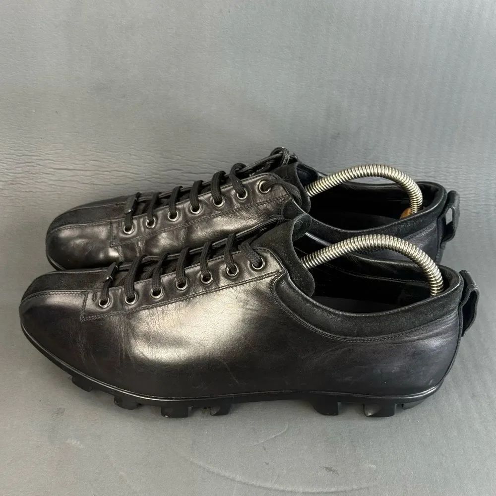 Gucci Vintage Black Leather Lace Up Sneaker shoes men’s size 9.5